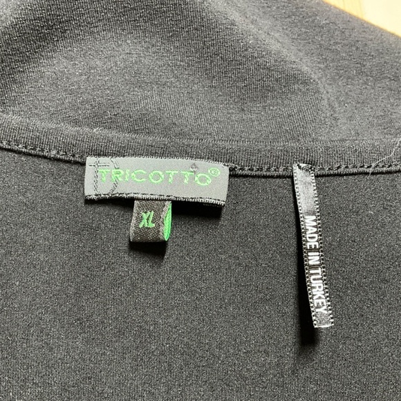 TRICOTTO Viscose Blend Black Popover Dress Mesh Trim w/ Polka Dots US Sz XL - Picture 4 of 9